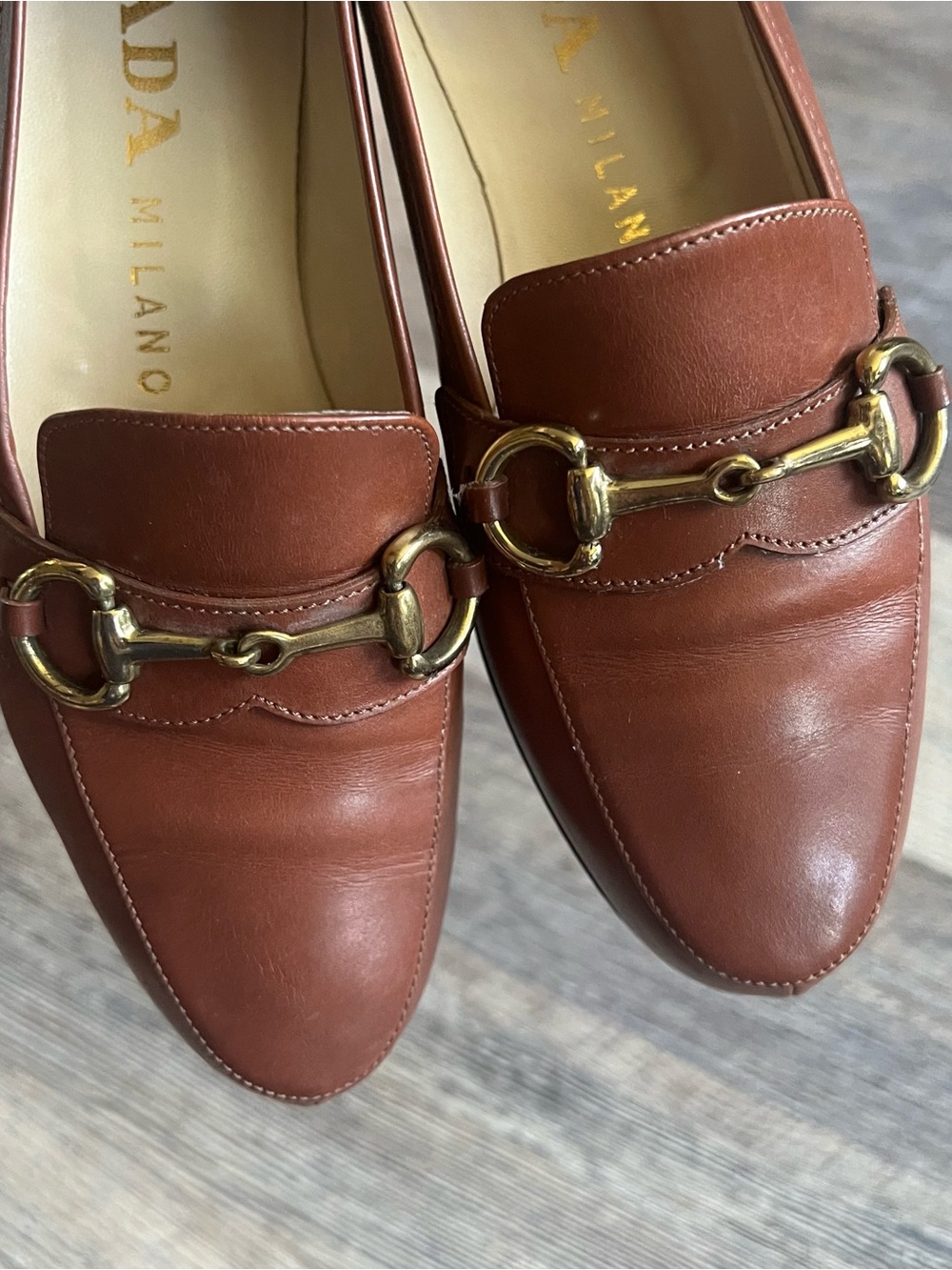 Prada Chestnut Leather Horsebit Loafers for Women Size 6 - Picture 14 of 14